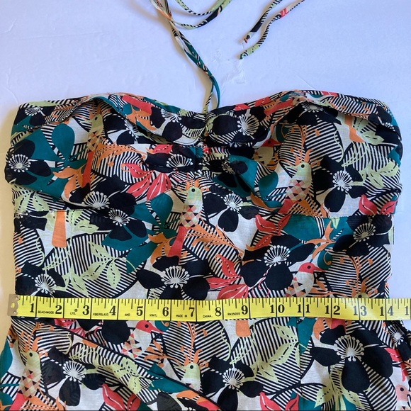 Anna Sui / silk floral bird print strapless-halter dress - Picture 13 of 16